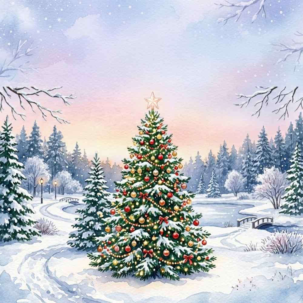 Snowy Christmas Tree Business eCard
